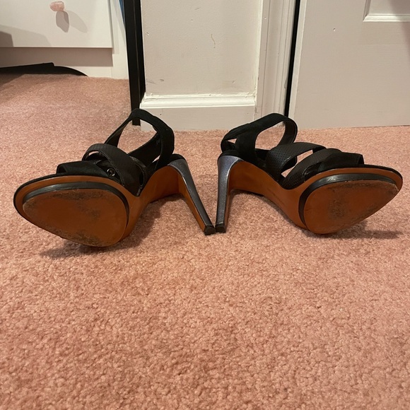 Mark and James black suede and leather mixed media heels platform - Picture 2 of 2